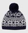 Gorro jacquard de lana para bebé azul SOIR/ MARSHMALLOW