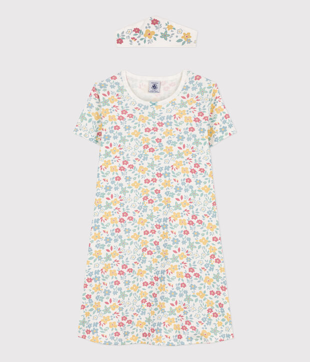 Camis&oacute;n de algod&oacute;n con flores y corona para ni&ntilde;a blanco/multicolor