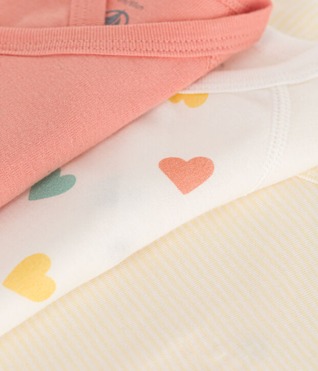 Juego de 3 bodis cruzados y estampados de manga larga de algod&oacute;n para beb&eacute; multicolor