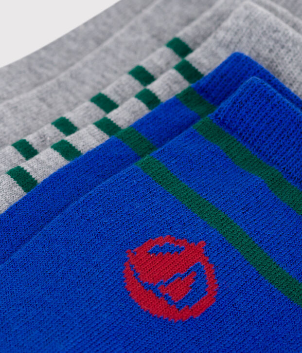 3 pares de calcetines infantiles de algod&oacute;n a rayas con logo multicolor