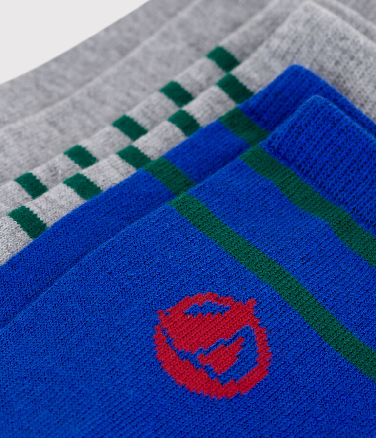 3 pares de calcetines infantiles de algod&oacute;n a rayas con logo multicolor