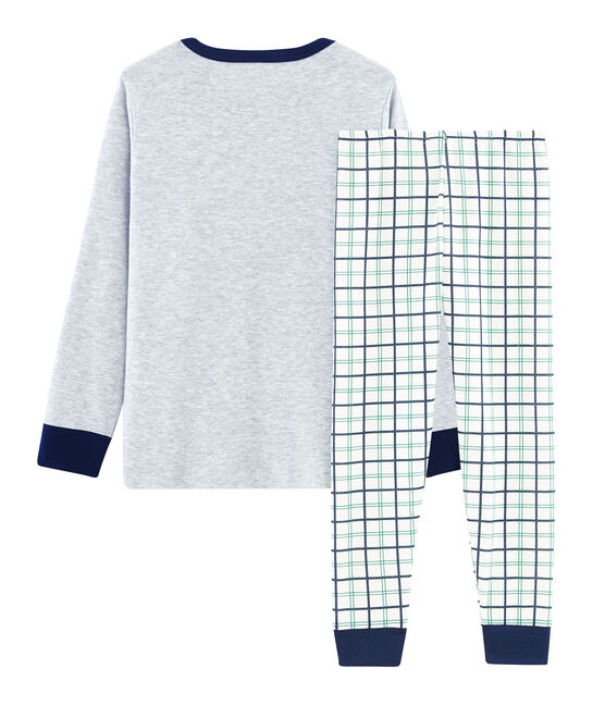 Pijama de acanalado y tela túbica para niño blanco MARSHMALLOW/blanco MULTICO
