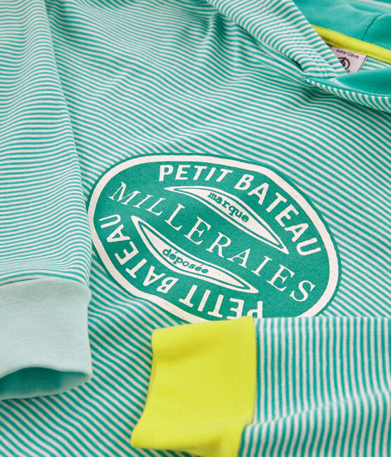 Sudadera infantil con capucha de punto verde ESPERANZA/blanco MARSHMALLOW
