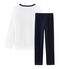 Pijama de terciopelo para niño pequeño azul SMOKING/blanco MULTICO