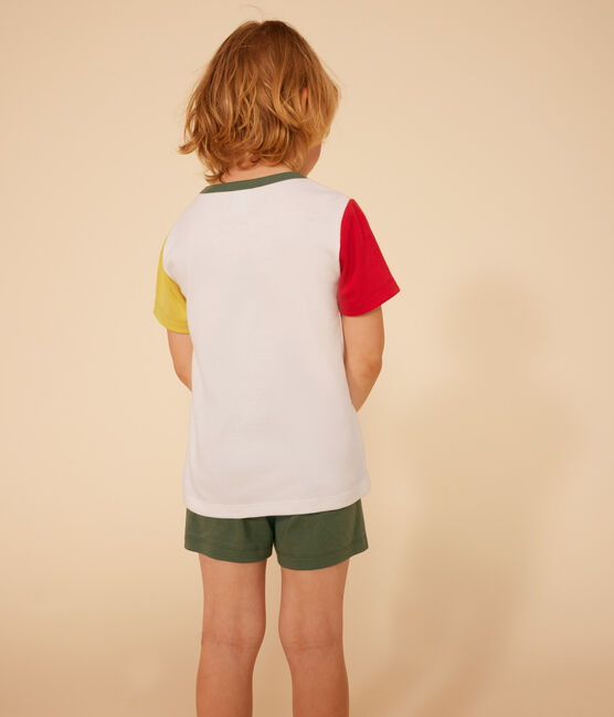 Pijama infantil corto y liso de algodón blanco MARSHMALLOW/blanco MULTICO