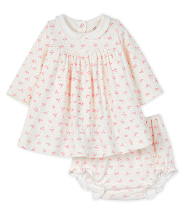 Conjunto 2 piezas para beb&eacute; ni&ntilde;a blanco/rosa