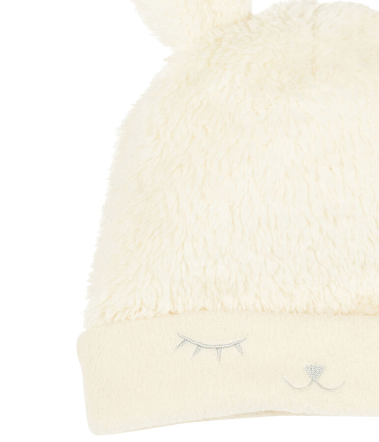 Gorro para beb&eacute; ni&ntilde;a con forro polar blanco