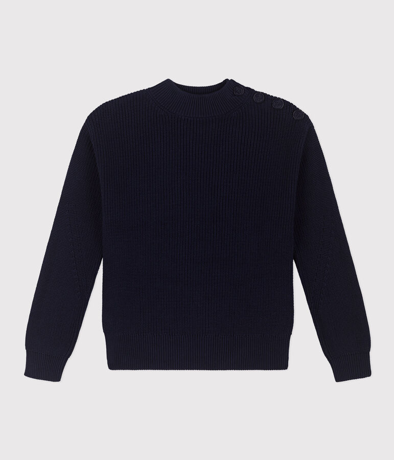 Jersey de punto ingl&eacute;s de algod&oacute;n para mujer azul