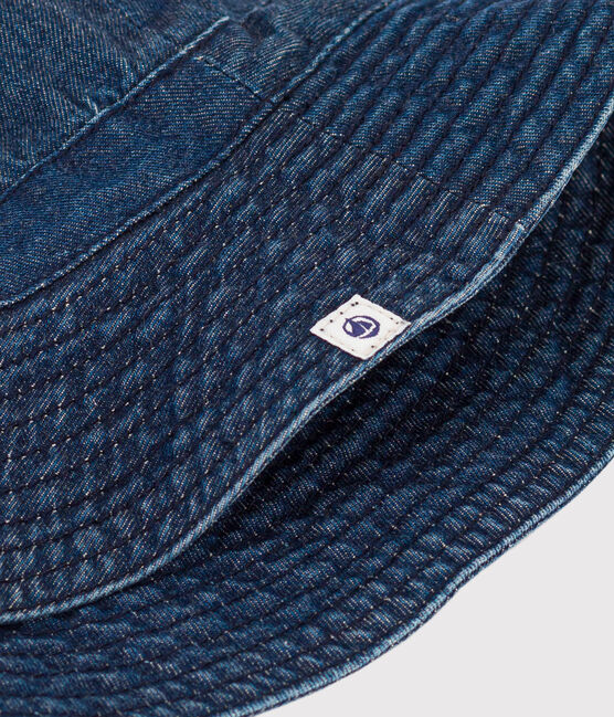 Gorro de tejido vaquero de algodón orgánico para bebé azul DENIM