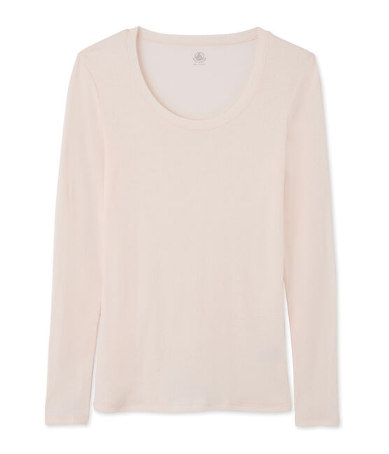 Camiseta manga larga de algodón ligero para mujer rosa FLEUR