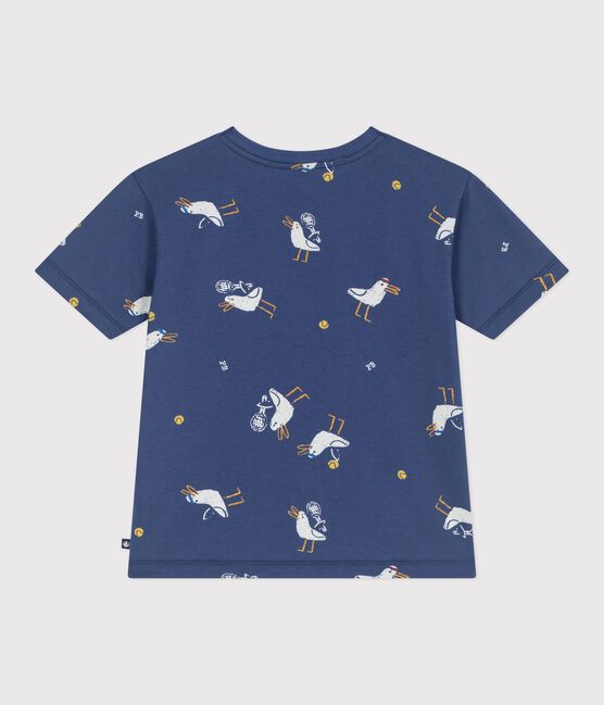 Camiseta infantil de manga corta de algodón con estampado de gaviotas CREPUSCULE/ MULTICO