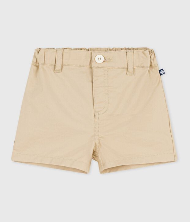 Shorts lisos de algod&oacute;n para beb&eacute; beige