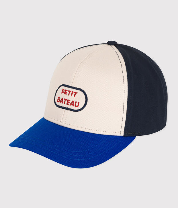 Gorra infantil de algod&oacute;n crudo/azul