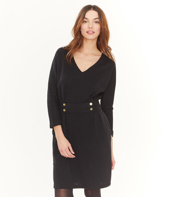 Vestido ajustado con manga larga para mujer negro NOIR/negro LUREX NOIR