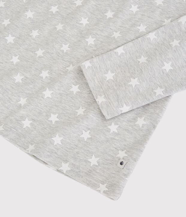 Pijama con estampado de estrellas de ni&ntilde;o de algod&oacute;n gris/blanco