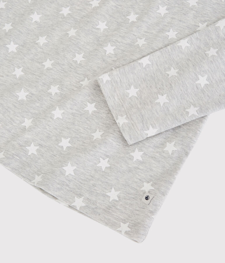 Pijama con estampado de estrellas de ni&ntilde;o de algod&oacute;n gris/blanco