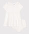 Vestido blanco de algodón, pololo y detalles calados para bebé blanco ECUME