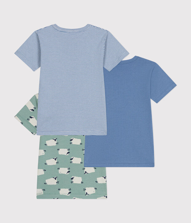 Juego de 3 camisetas infantiles de algod&oacute;n de manga corta con oveja multicolor