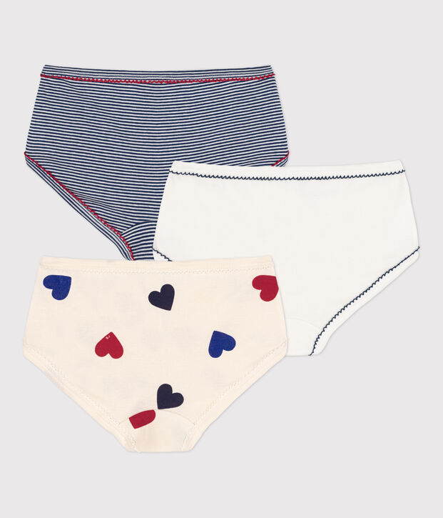 Juego de 3 braguitas de algod&oacute;n con coraz&oacute;n para ni&ntilde;a multicolor