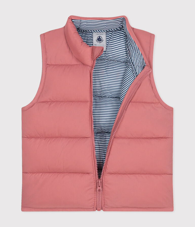 Chaqueta acolchada sin mangas de beb&eacute; rosa