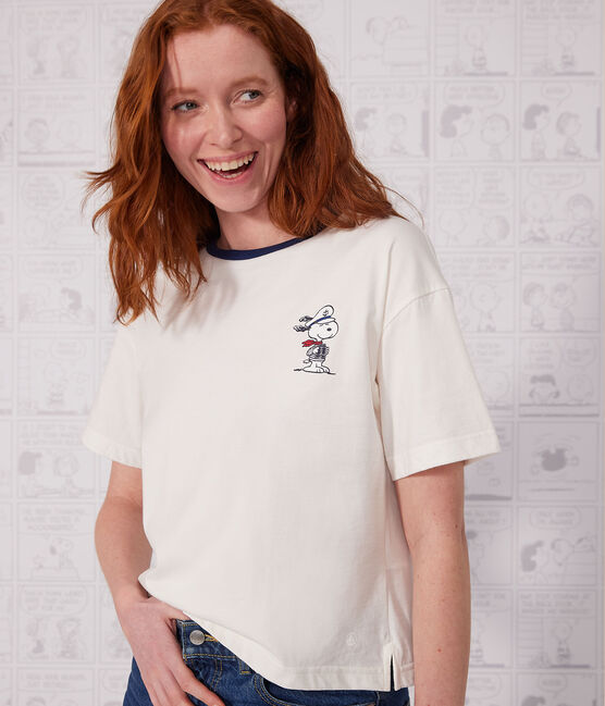 Camiseta LE BOXY de algodón para mujer blanco MARSHMALLOW