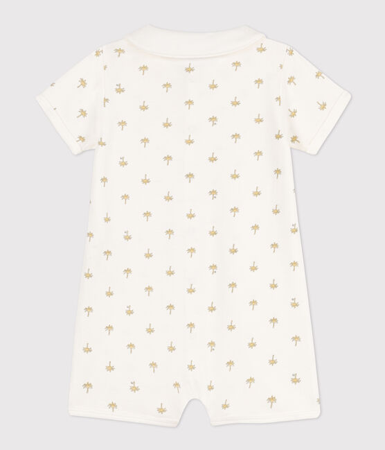 Mono corto de algodón con palmeras para bebé blanco MARSHMALLOW/blanco MULTICO
