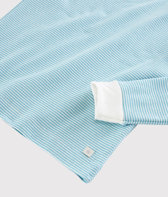Pijama snugfit de rayas azules de algodón de niño azul TIKI/blanco MARSHMALLOW