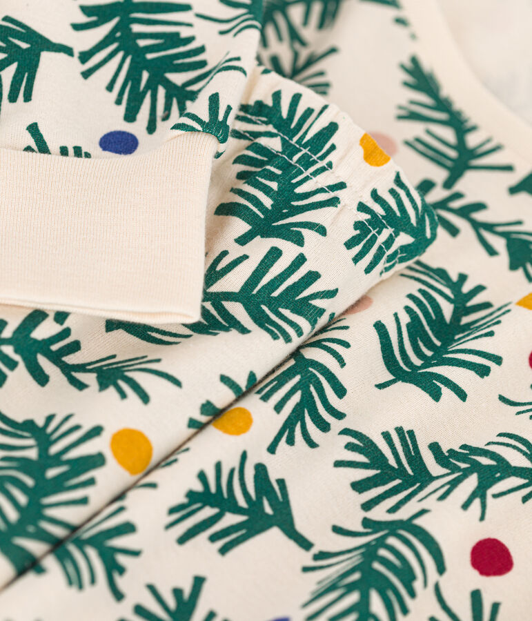 Pijama de algod&oacute;n con estampado de &aacute;rbol de Navidad para mujer crudo/multicolor