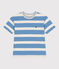 Camiseta infantil de manga corta de algodón con rayas azul ALASKA/ AVALANCHE