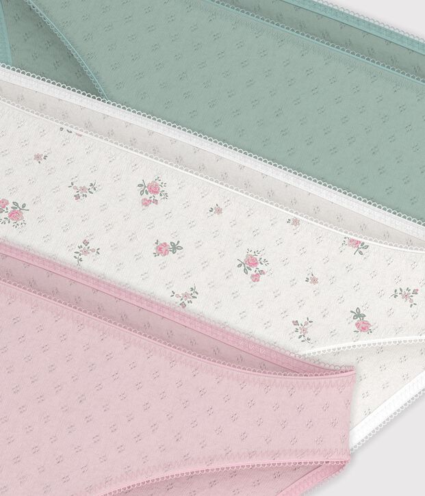 Juego de braguitas de algod&oacute;n calado para mujer multicolor