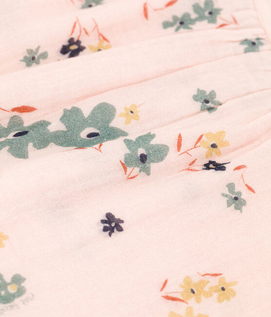 Blusa estampada de gasa de algodón de niña rosa SALINE/blanco MULTICO