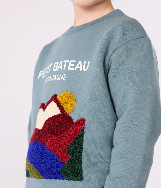 Sudadera infantil de algod&oacute;n con estampado azul