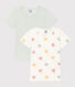 Juego de 2 camisetas de manga corta de algodón con corazón para niña