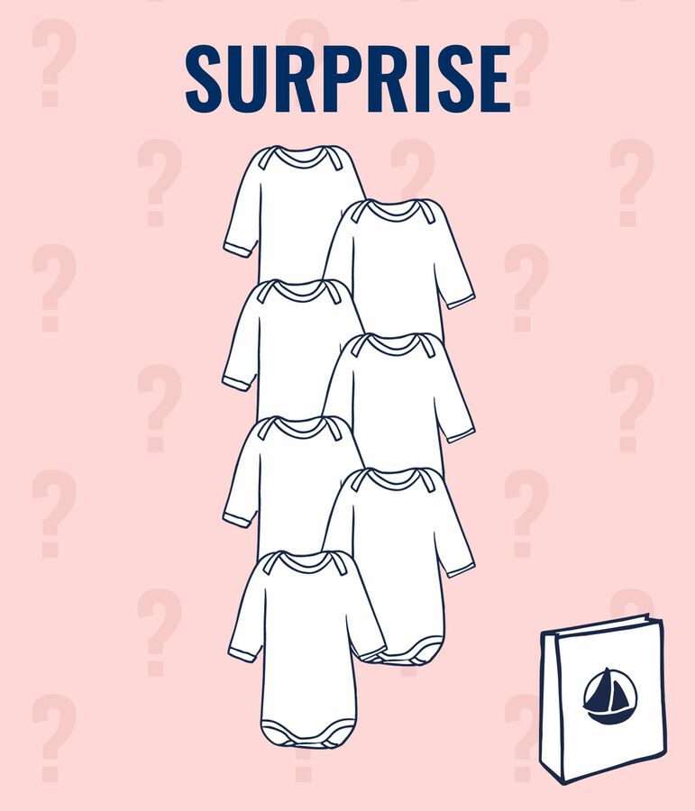 Juego sorpresa de 7 bodis de manga larga para beb&eacute; ni&ntilde;a multicolor