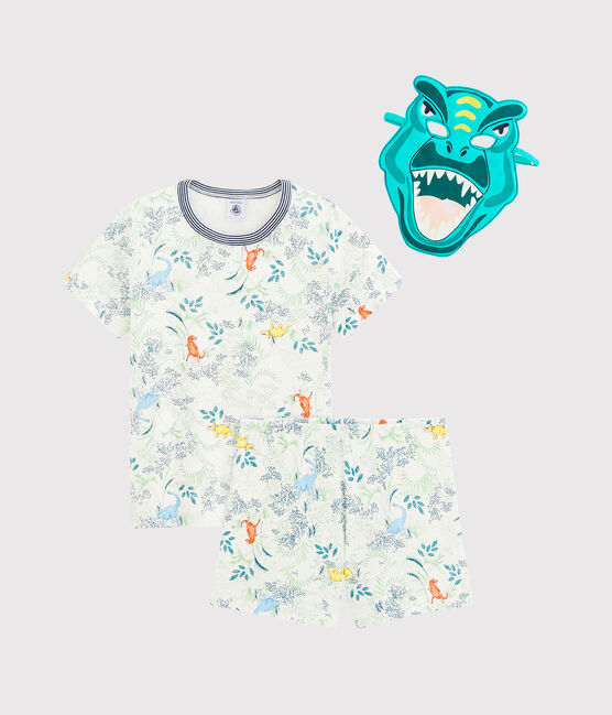 Pijama corto de punto para niño con máscara blanco MARSHMALLOW/blanco MULTICO