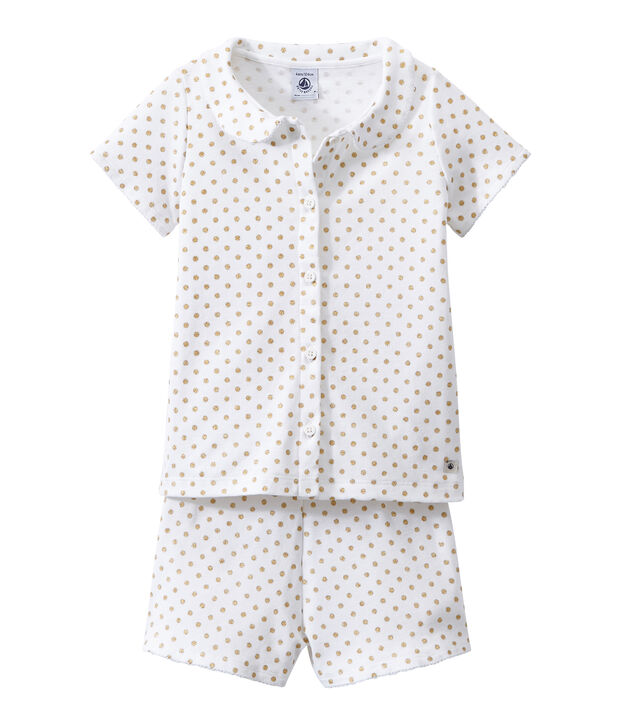 Pijama corto para ni&ntilde;a blanco/amarillo