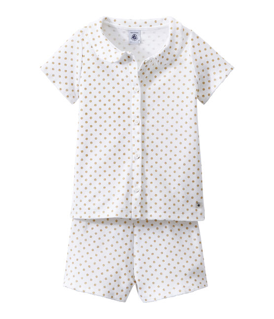 Pijama corto para niña blanco ECUME/amarillo DORE