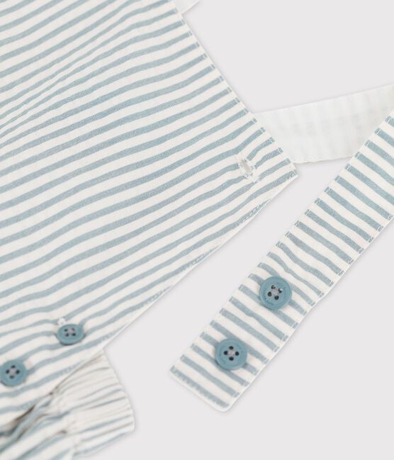 Peto corto de tejido milrayas para bebé azul BRUT/blanco MARSHMALLOW