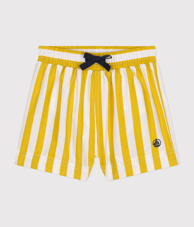 Pantal&oacute;n corto de ba&ntilde;o para beb&eacute; blanco/amarillo