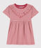 Vestido de punto flameado a rayas para niña rosa PAPI/beige AVALANCHE