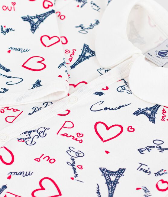 Pijama sin pies de algodón con estampado de París para bebé blanco MARSHMALLOW/blanco MULTICO