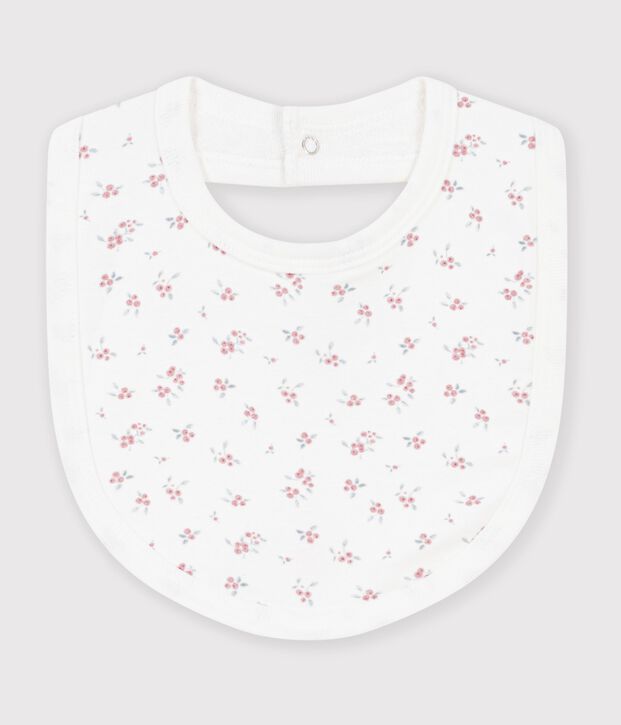Babero de algod&oacute;n estampado para beb&eacute; blanco/rosa