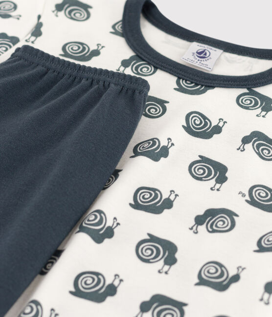 Pijama de algodón de manga corta con motivo de caracoles para niño DUCKY/ MARSHMALLOW