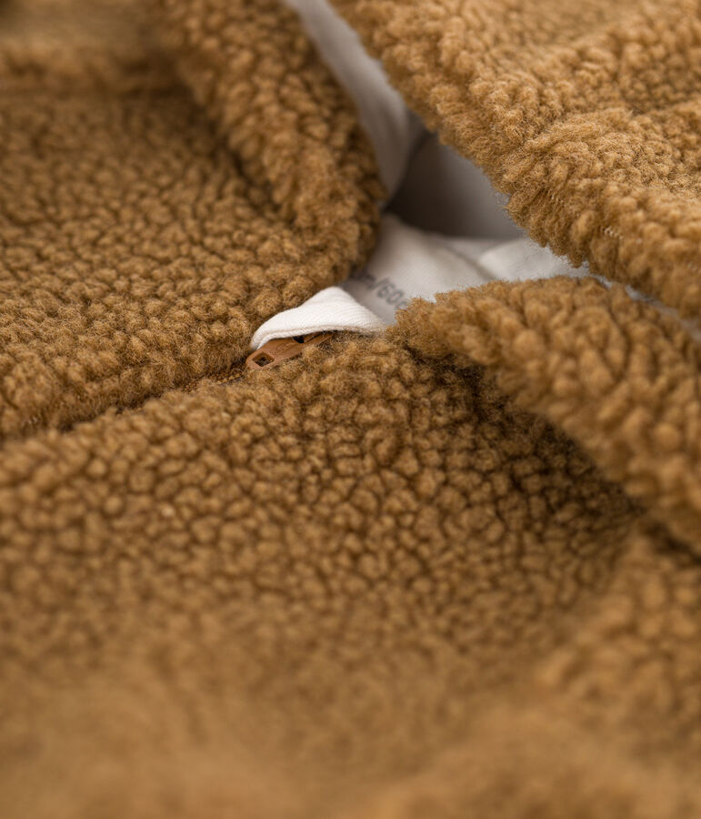 Mono buzo con capucha de beb&eacute; de sherpa marron