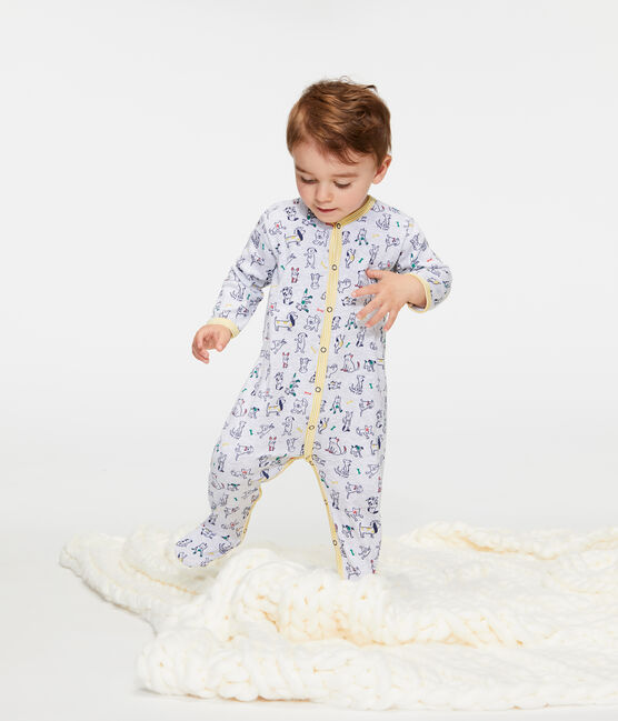 Pijama de punto para bebé niño gris POUSSIERE/blanco MULTICO