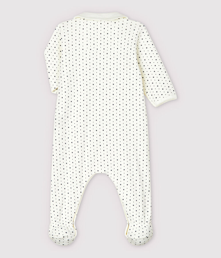 Pijama enterizo de algod&oacute;n ecol&oacute;gico de beb&eacute; ni&ntilde;a blanco/gris