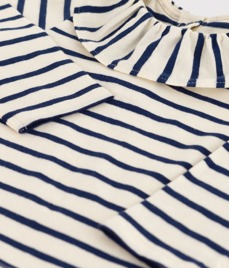 Blusa de punto ligero de manga larga para beb&eacute; crudo/azul