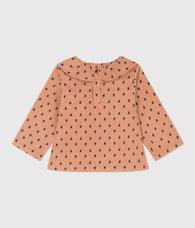 Blusa de terciopelo de manga larga para beb&eacute; rosa/multicolor
