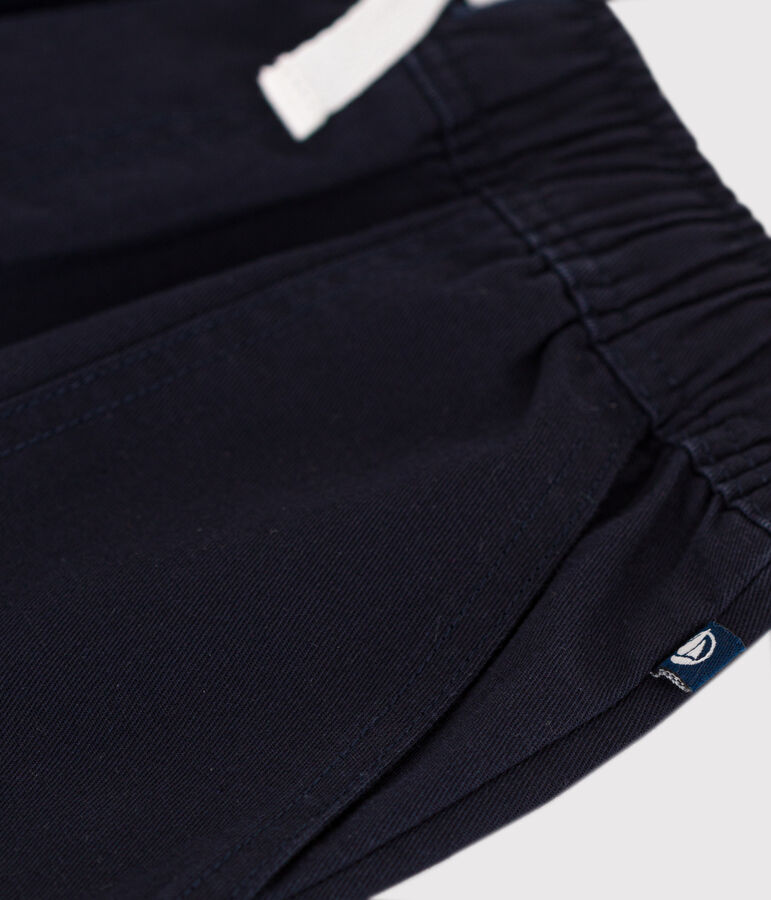 Pantal&oacute;n corto infantil de sarga de algod&oacute;n y lino azul