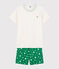 Pijama corto blanco con estrellas de canalé unisex blanco MARSHMALLOW/verde GAZON